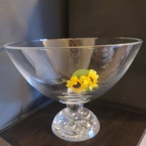 VINTAGE CRYSTAL FOOTED BOWL BY D'ARQUES - DURAND. MADE IN FRANCE